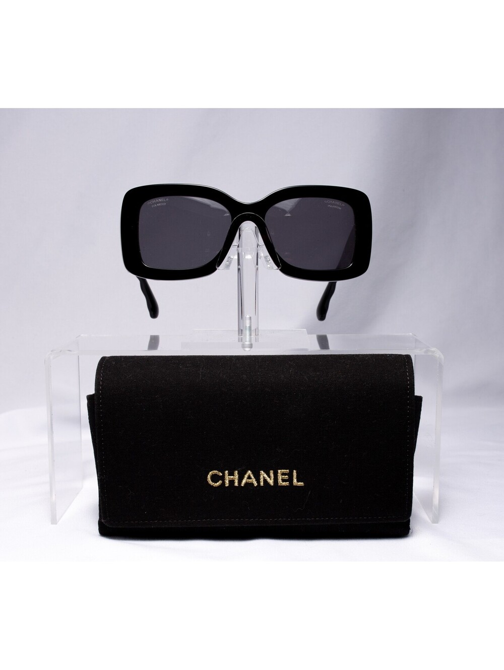 Chanel Black Quilted Cc Side Sunglasses Black